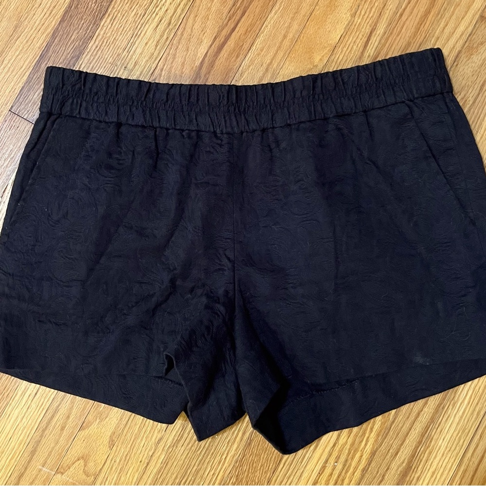 J Crew Black Jacquard Pull-on Black Shorts w/Pockets Size 10